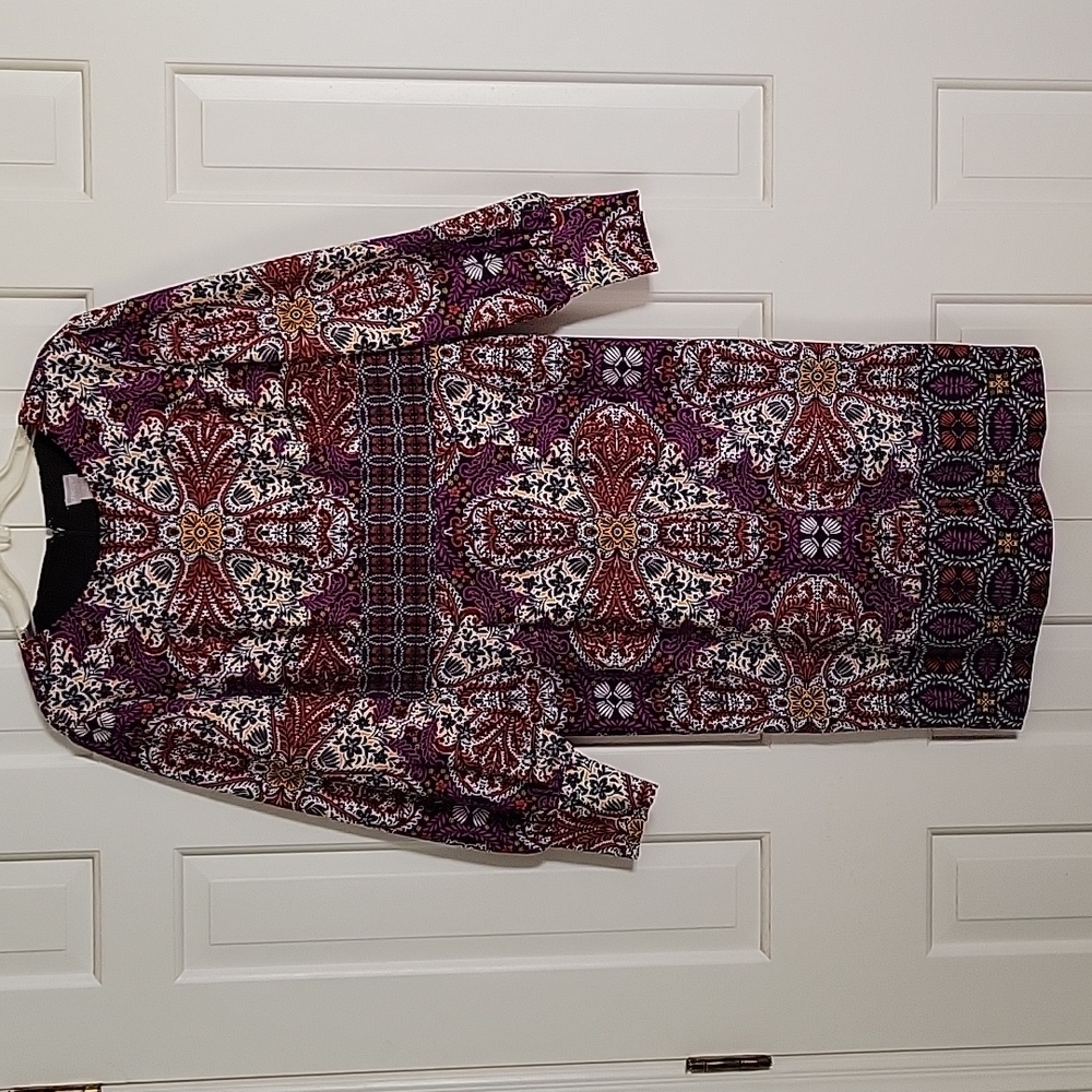 Chico's floral geometric print long sleeve dress USA SZ 12-14